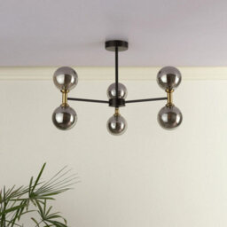Pagazzi Lighting Pagazzi Loxley 6 Light Black & Gold Semi Flush Ceiling Light - thumbnail 2