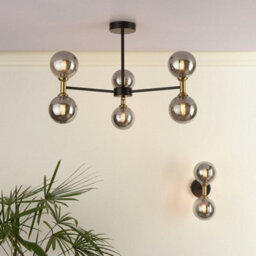 Pagazzi Lighting Pagazzi Loxley 6 Light Black & Gold Semi Flush Ceiling Light - thumbnail 8