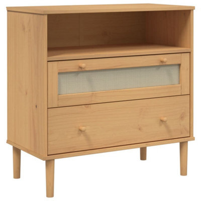 Berkfield Modern Sideboard Senja Rattan Look Brown 80X40X80 Cm Solid Wood Pine - image 1