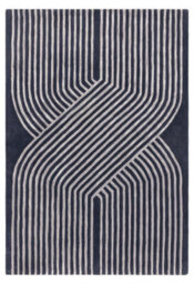 Blue Teal Handmade Modern Striped Wool 12-14mm Thick Stain-Resistant Rug For Bedroom, Living, Dining Room-200Cm X 300Cm