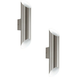 2 Pack Of Modern Ip44 Outdoor Wall Lights With Built-In Led In Stainless Steel And White