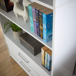 Home Source Clara 5-Tier 2 Drawer Storage Bookcase White - thumbnail 4