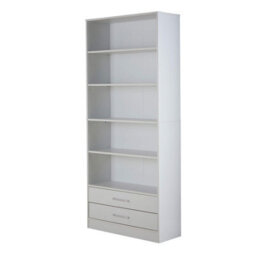 Home Source Clara 5-Tier 2 Drawer Storage Bookcase White - thumbnail 8