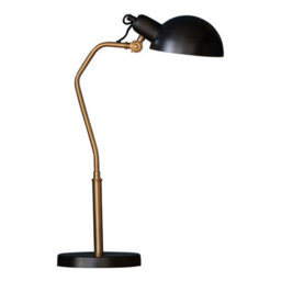 Table Lamp Satin Black & Aged Brass Paint 7W Led E14 Bedside Light - thumbnail 1