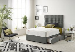 Somnior Beds Somnior Galaxy Linen Grey 2Ft6 Memory Foam Divan Bed With 2 Drawers, Mattress & Headboard - Small Single - thumbnail 3