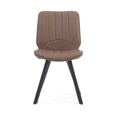 Furniture 48 Hendrick Brown Faux Leather Dining Chairs (Pair)