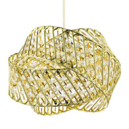 Happy Homewares Designer Triple Ring Gold Pendant Light Shade With Small Clear Acrylic Beads - thumbnail 2