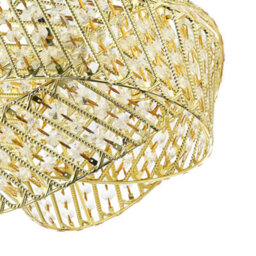 Happy Homewares Designer Triple Ring Gold Pendant Light Shade With Small Clear Acrylic Beads - thumbnail 4