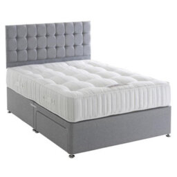 Divan Base Direct Dura Beds Balmoral Damask 1000 Pocket Sprung Divan Bed Set 4Ft6 Double Large End Drawer- Wool Clay - thumbnail 1