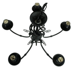 5 Arm Barley Twist Chandelier Ceiling Light - Black Or Antique Brass - thumbnail 6