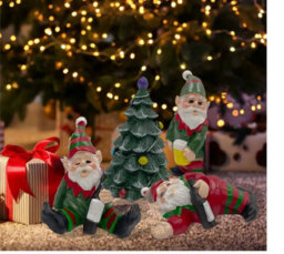 Groundlevel Set Of 4 Naughty Garden Christmas Gnomes - thumbnail 2