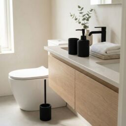 Candlelight Black Ceramic Bathroom Accessory Set - thumbnail 4
