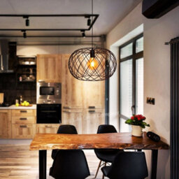 Long Life Lamps Company Black Metal Industrial Ceiling Wire Cage Globe Pendant Light M0183 With 4W G95 Led - thumbnail 7
