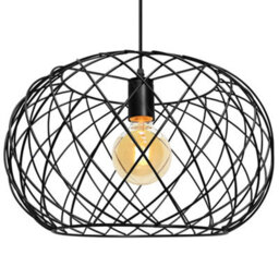 Long Life Lamps Company Black Metal Industrial Ceiling Wire Cage Globe Pendant Light M0183 With 4W G95 Led - thumbnail 3