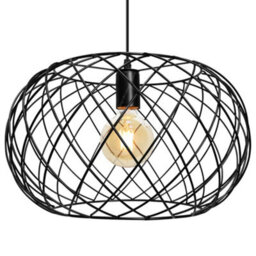 Long Life Lamps Company Black Metal Industrial Ceiling Wire Cage Globe Pendant Light M0183 With 4W G95 Led - thumbnail 1