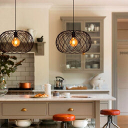 Long Life Lamps Company Black Metal Industrial Ceiling Wire Cage Globe Pendant Light M0183 With 4W G95 Led - thumbnail 9