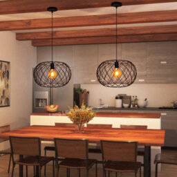 Long Life Lamps Company Black Metal Industrial Ceiling Wire Cage Globe Pendant Light M0183 With 4W G95 Led - thumbnail 8