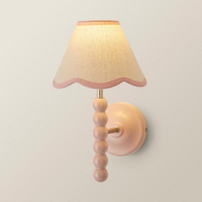 Valuelights Bobbin Pink Wall Light With Trim Scallop Shade - image 1