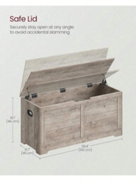 Songmics Vasagle Storage Chest, Storage Bench, Blanket Box With 2 Safety Hinges, Shoe Storage Bench, Farmhouse Style - thumbnail 4