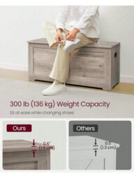 Songmics Vasagle Storage Chest, Storage Bench, Blanket Box With 2 Safety Hinges, Shoe Storage Bench, Farmhouse Style - thumbnail 7