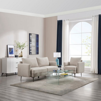 More4Homes Sofia 1+3 Seater Fabric Sofa Set Beige - image 1