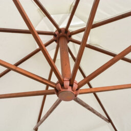 Berkfield Hanging Parasol 350 Cm Wooden Pole White - thumbnail 5