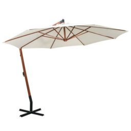 Berkfield Hanging Parasol 350 Cm Wooden Pole White