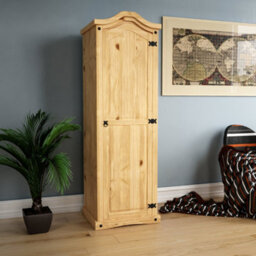 Lassic Vida Designs Corona 1 Door Wardrobe Mexican Solid Waxed Pine (H)1780mm (W)570mm (D)500mm