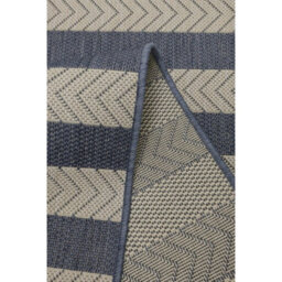 Melrose Eden Navy Stripe Design Pile Height 3mm Indoor Outdoor Area Runner Rug - 67/200Cm - thumbnail 3