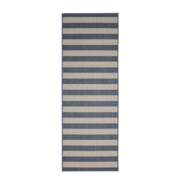 Melrose Eden Navy Stripe Design Pile Height 3mm Indoor Outdoor Area Runner Rug - 67/200Cm - thumbnail 4