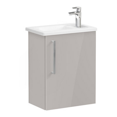 Vitra Harlow Smooth Gloss Sahara Beige Wall-Mounted Cloakroom Vanity Unit & Basin Set (W)455mm (H)575mm - image 1