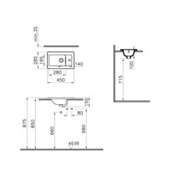 Vitra Harlow Smooth Gloss Sahara Beige Wall-Mounted Cloakroom Vanity Unit & Basin Set (W)455mm (H)575mm - thumbnail 5