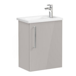 Vitra Harlow Smooth Gloss Sahara Beige Wall-Mounted Cloakroom Vanity Unit & Basin Set (W)455mm (H)575mm