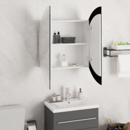 Vidaxl Bathroom Cabinet With Round Mirror&led White 54X54X17.5 Cm - thumbnail 4