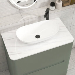 Royal Bathrooms Venice 800mm Sage Green Freestanding Bathroom Countertop Vanity Unit 2 Drawer With Cesar Basin - thumbnail 6