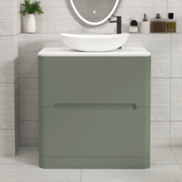 Royal Bathrooms Venice 800mm Sage Green Freestanding Bathroom Countertop Vanity Unit 2 Drawer With Cesar Basin - thumbnail 1