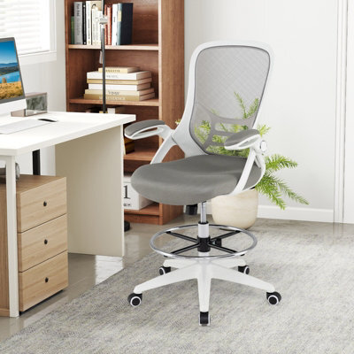 Gainoom Ergonomic Mid-Back Tall Drafting Chair White Swivel Task Chair - image 1
