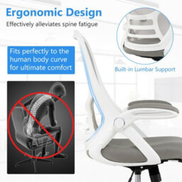 Gainoom Ergonomic Mid-Back Tall Drafting Chair White Swivel Task Chair - thumbnail 8
