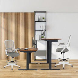 Gainoom Ergonomic Mid-Back Tall Drafting Chair White Swivel Task Chair - thumbnail 3