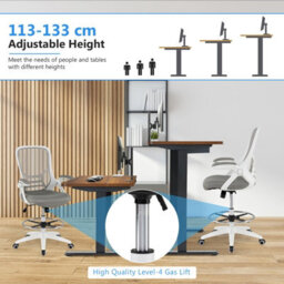 Gainoom Ergonomic Mid-Back Tall Drafting Chair White Swivel Task Chair - thumbnail 7
