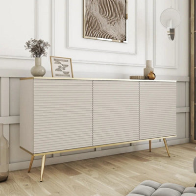 Arte Moro Sideboard Cabinet 160Cm In Beige - Warm-Toned Storage With Chic Gold Accents - image 1