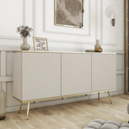 Arte Moro Sideboard Cabinet 160Cm In Beige - Warm-Toned Storage With Chic Gold Accents