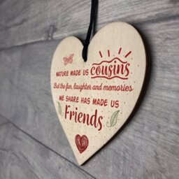 Red Ocean Fun And Laughter Cousins Wooden Heart Family Plaque Thank You Gift Birthday Present - thumbnail 7