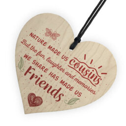 Red Ocean Fun And Laughter Cousins Wooden Heart Family Plaque Thank You Gift Birthday Present - thumbnail 6