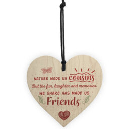 Red Ocean Fun And Laughter Cousins Wooden Heart Family Plaque Thank You Gift Birthday Present - thumbnail 5