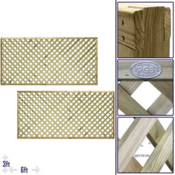 Premier Garden Supplies Urban Diamond Wooden Trellis Panel 6Ft X 3Ft (4 Pack) Heavy-Duty Lattice Fencing Topper For Climbing Plant Support - thumbnail 3