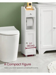 Songmics Vasagle Small Bathroom Storage Cabinet Toilet Paper Holder With Storage Toilet Paper Storage Cabinet Bathroom Organizer - thumbnail 3