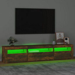 Walplus Tv Cabinet With Led Lights Smoked Oak 195X35X40 Cm - thumbnail 4