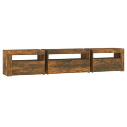 Walplus Tv Cabinet With Led Lights Smoked Oak 195X35X40 Cm - thumbnail 8
