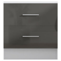 Reflect 2 Drawer Bedside - Grey Gloss & Matt White - Modern Nightstand For Bedroom Storage - H: 48.5Cm X W: 45Cm X D: 39.5Cm - thumbnail 4